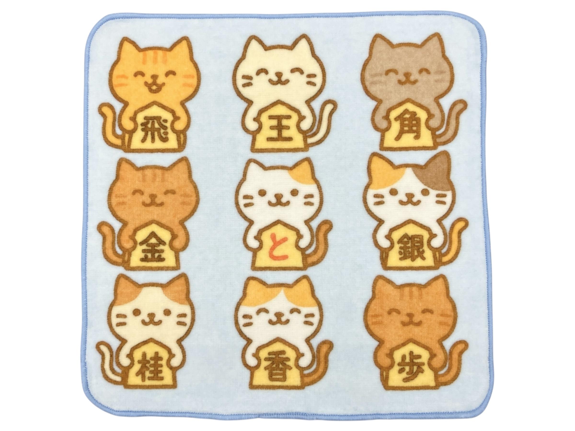 日本製ミニタオル ハンカチ　ねこ駒クラブ　ブルー